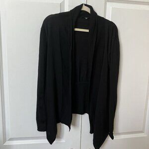 Cassis Waterfall Cardigan Womens M Black Merino Wool Open Front Neutral Cozy